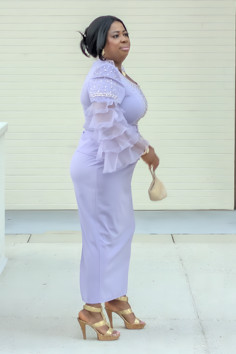 Zinari Lilac Ruffle Sleeves Set