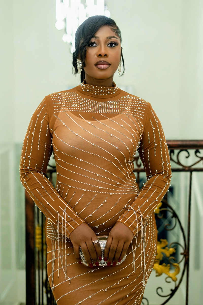 Grace Rhinestones Gold Dress