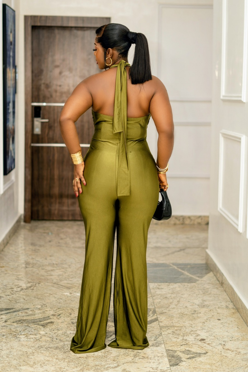 Olive Draped Luxe Jumpsuit