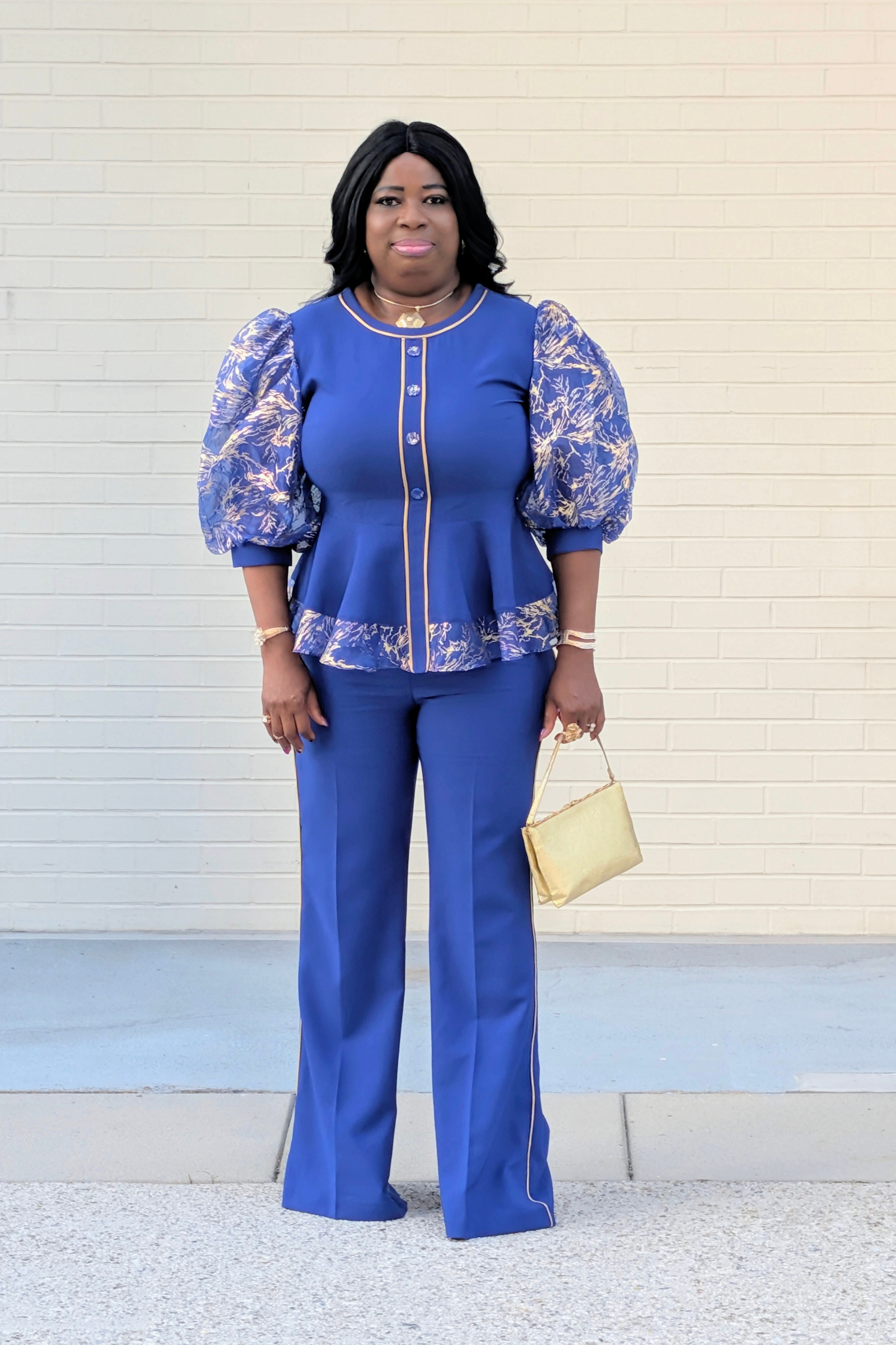 Zaria Royal Blue Peplum Set.