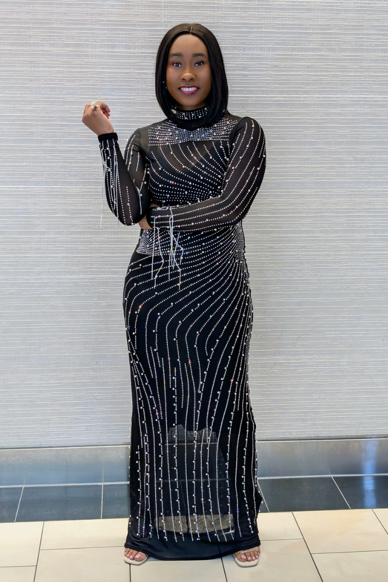 Grace Shimmering Black Dress