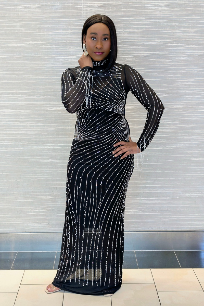 Grace Shimmering Black Dress