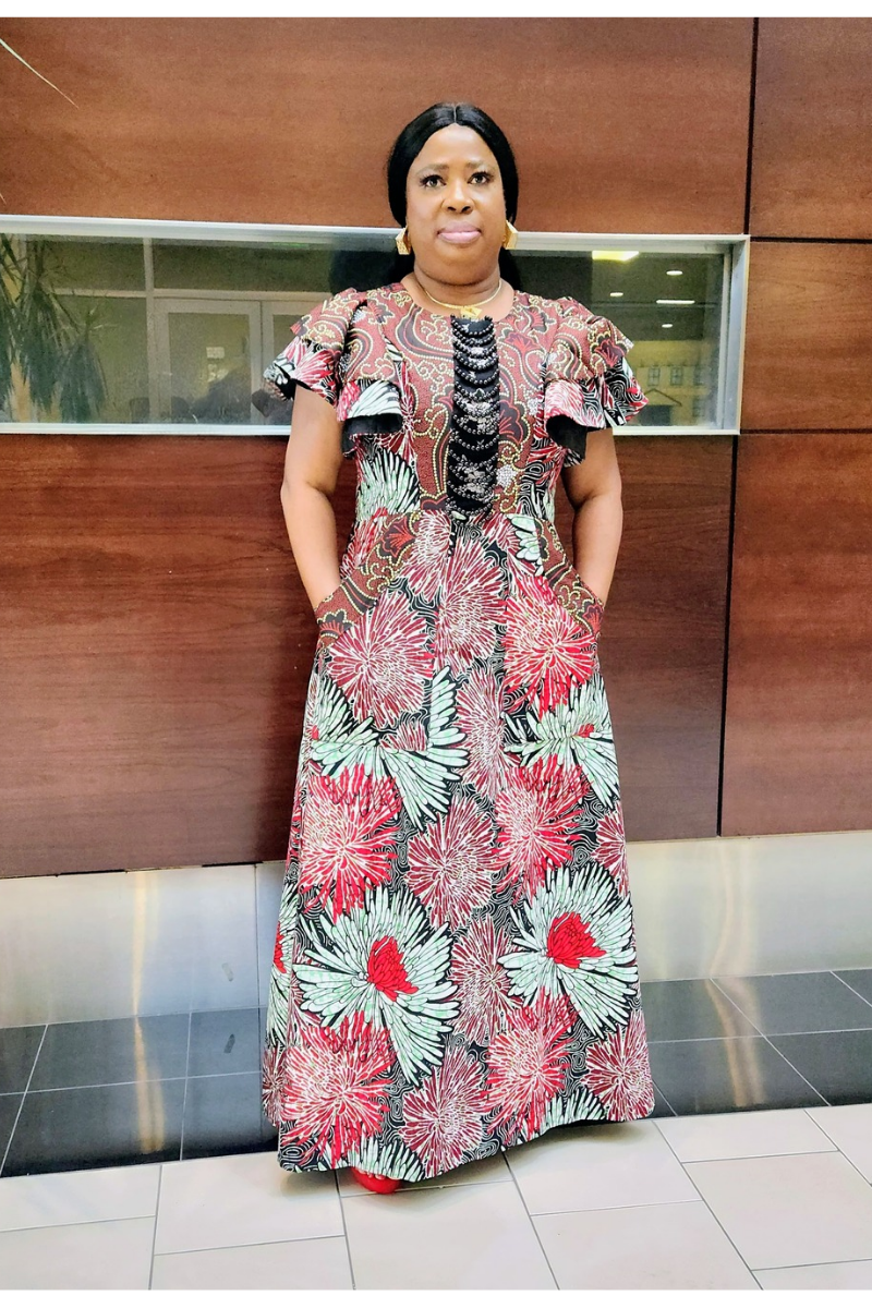 Ayana Dress Crimson Red Floral Accent.