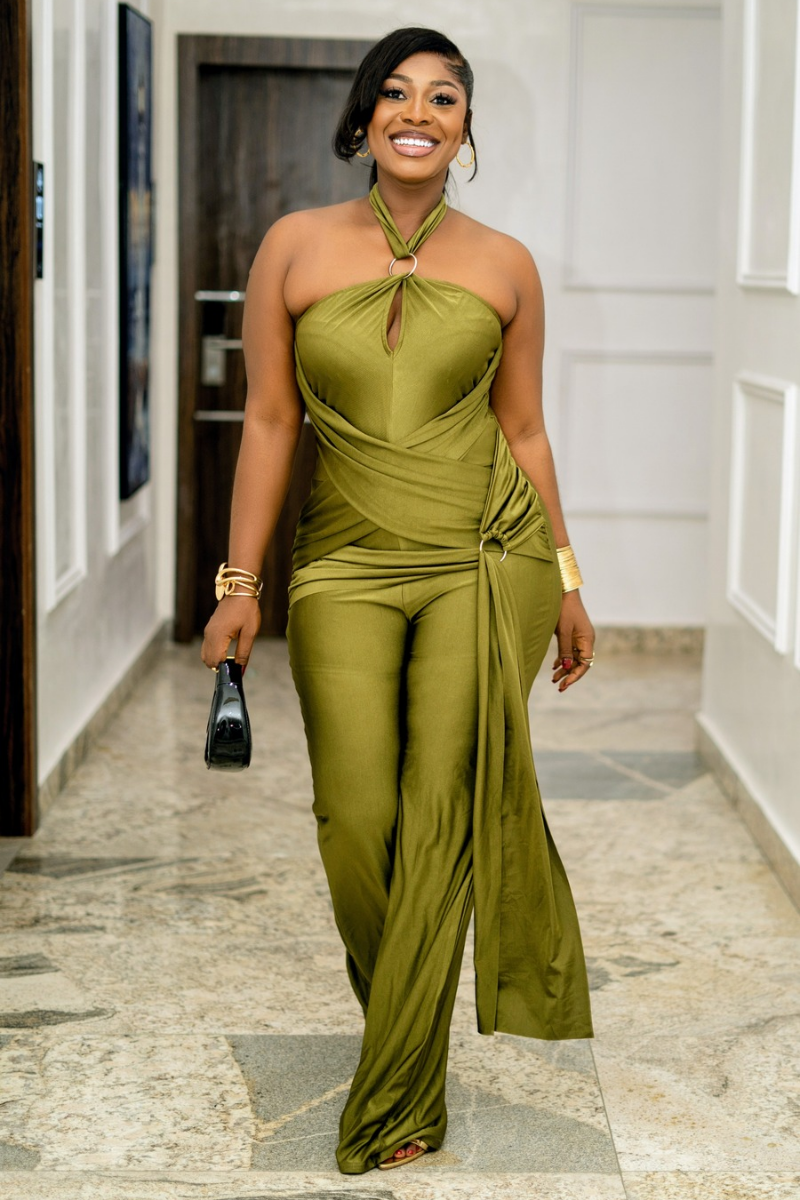 Olive Draped Luxe Jumpsuit