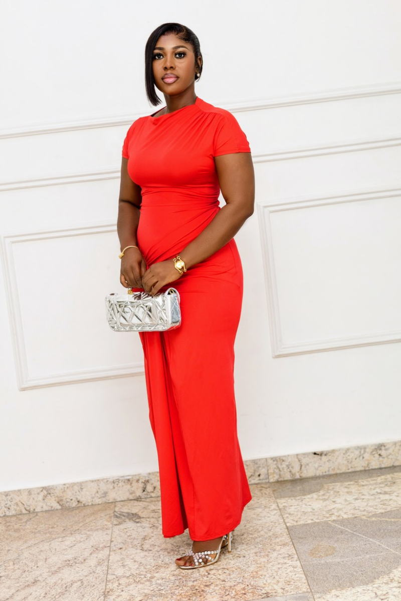 Selene Ruched Red Gown.