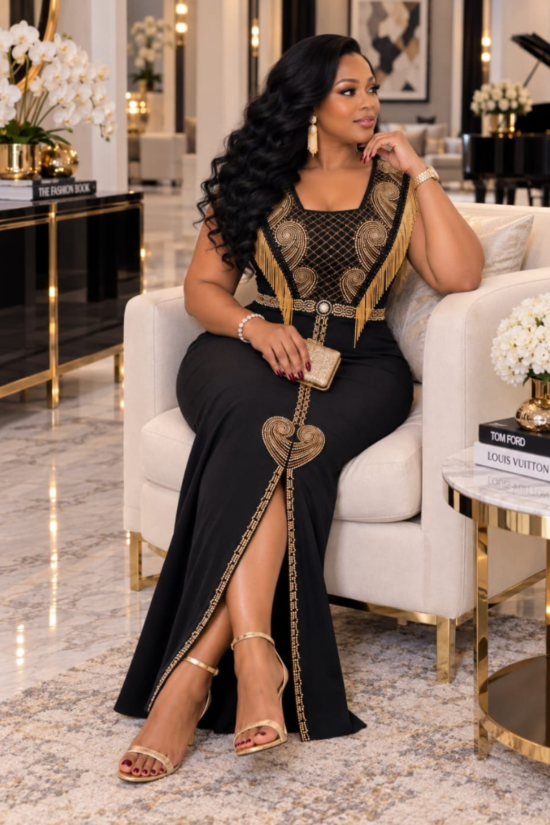 Liz Black Embellished Maxi Dress