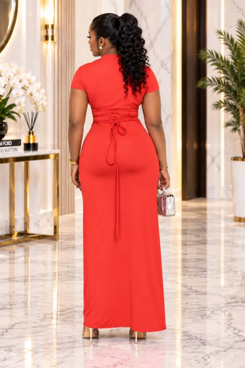 Selene Ruched Red Gown.