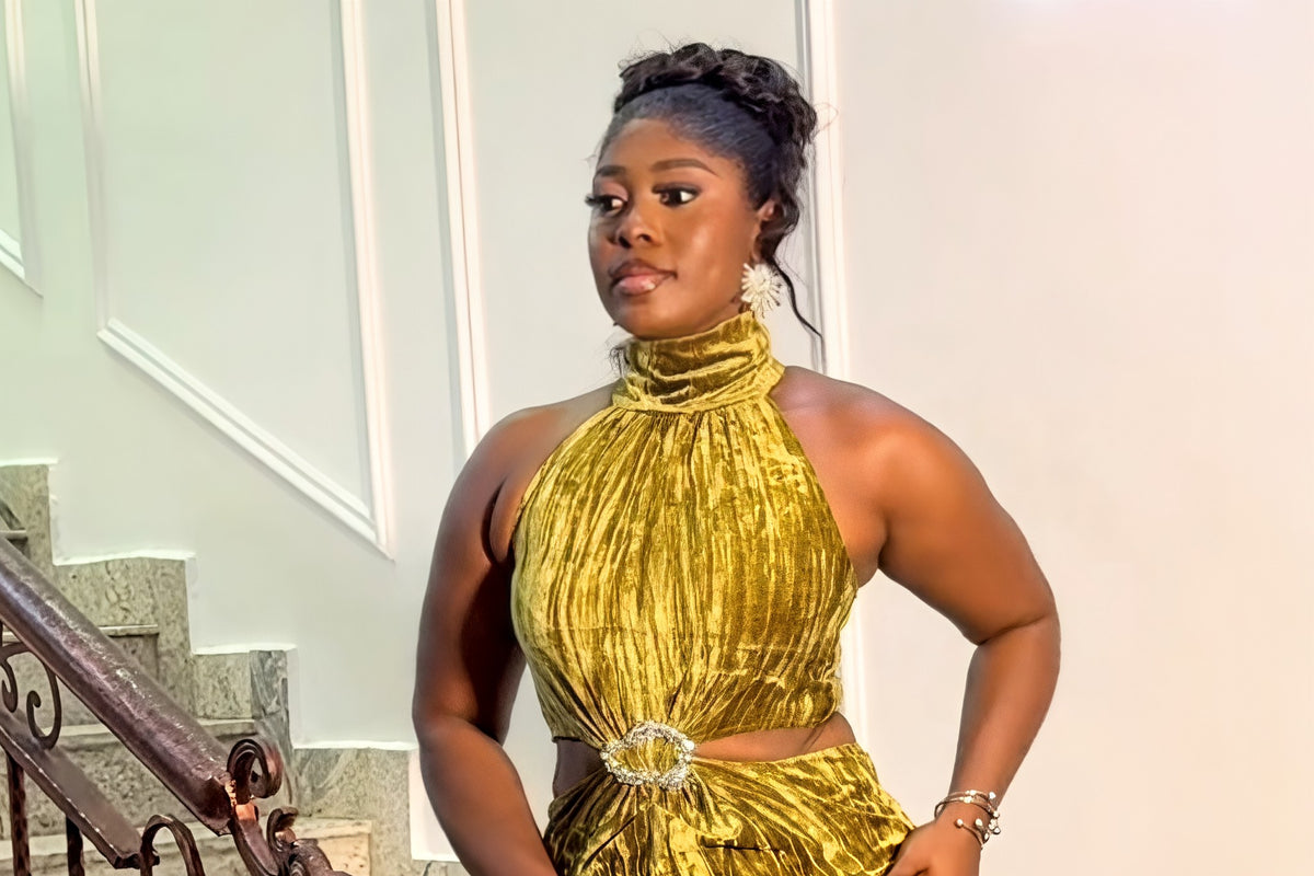 Olive Velvet Cutout Dress