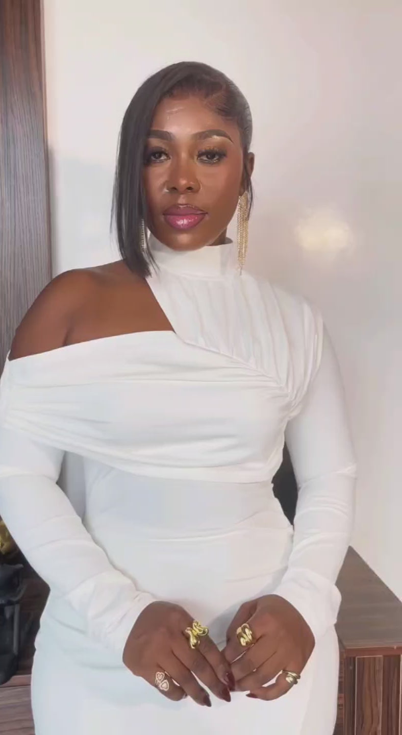 Estelle Draped Dress White