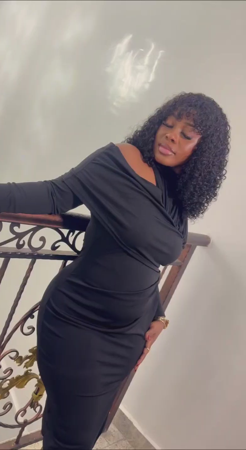 Estelle Draped Dress Black