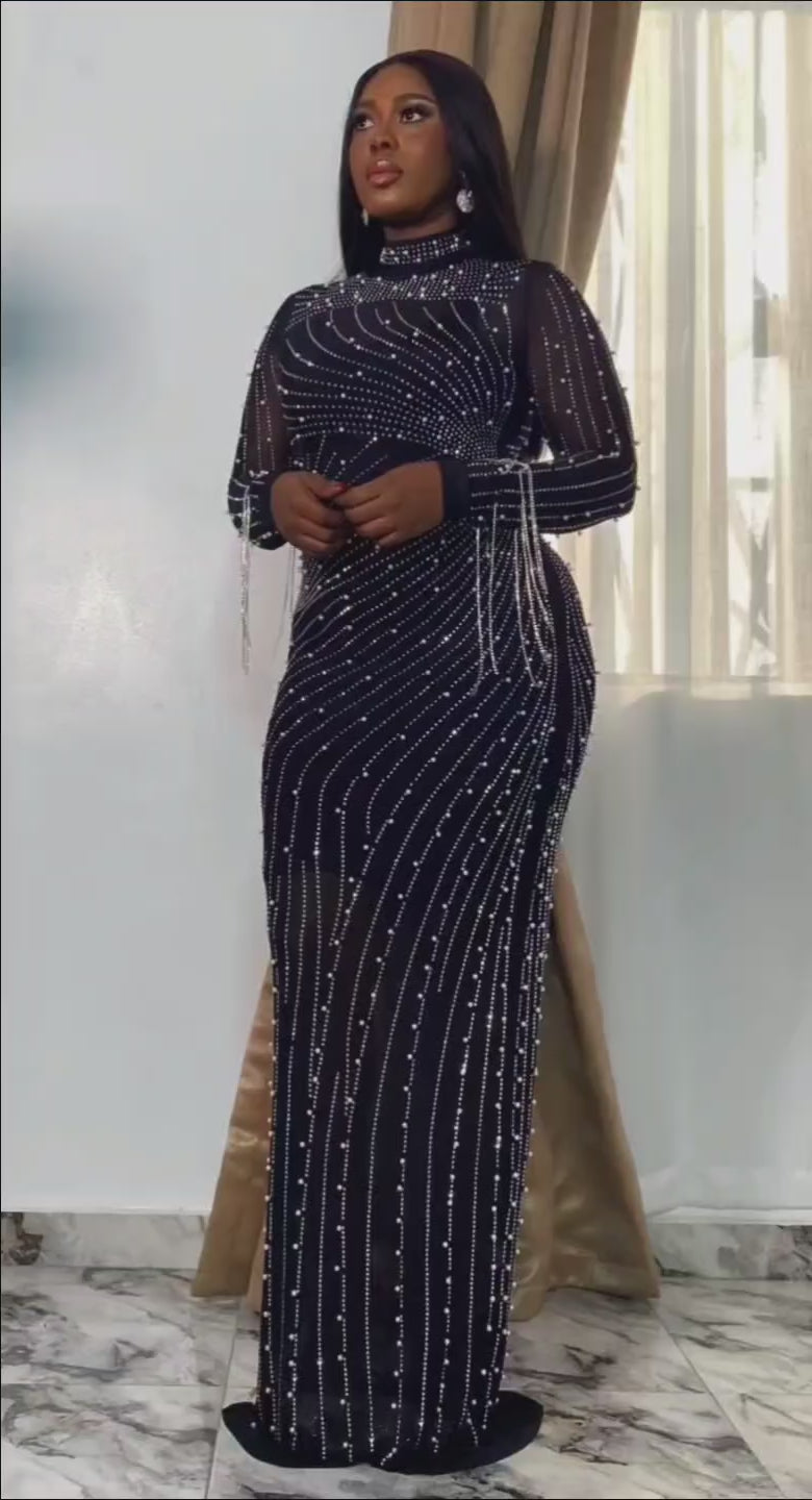 Grace Rhinestones  Black Dress